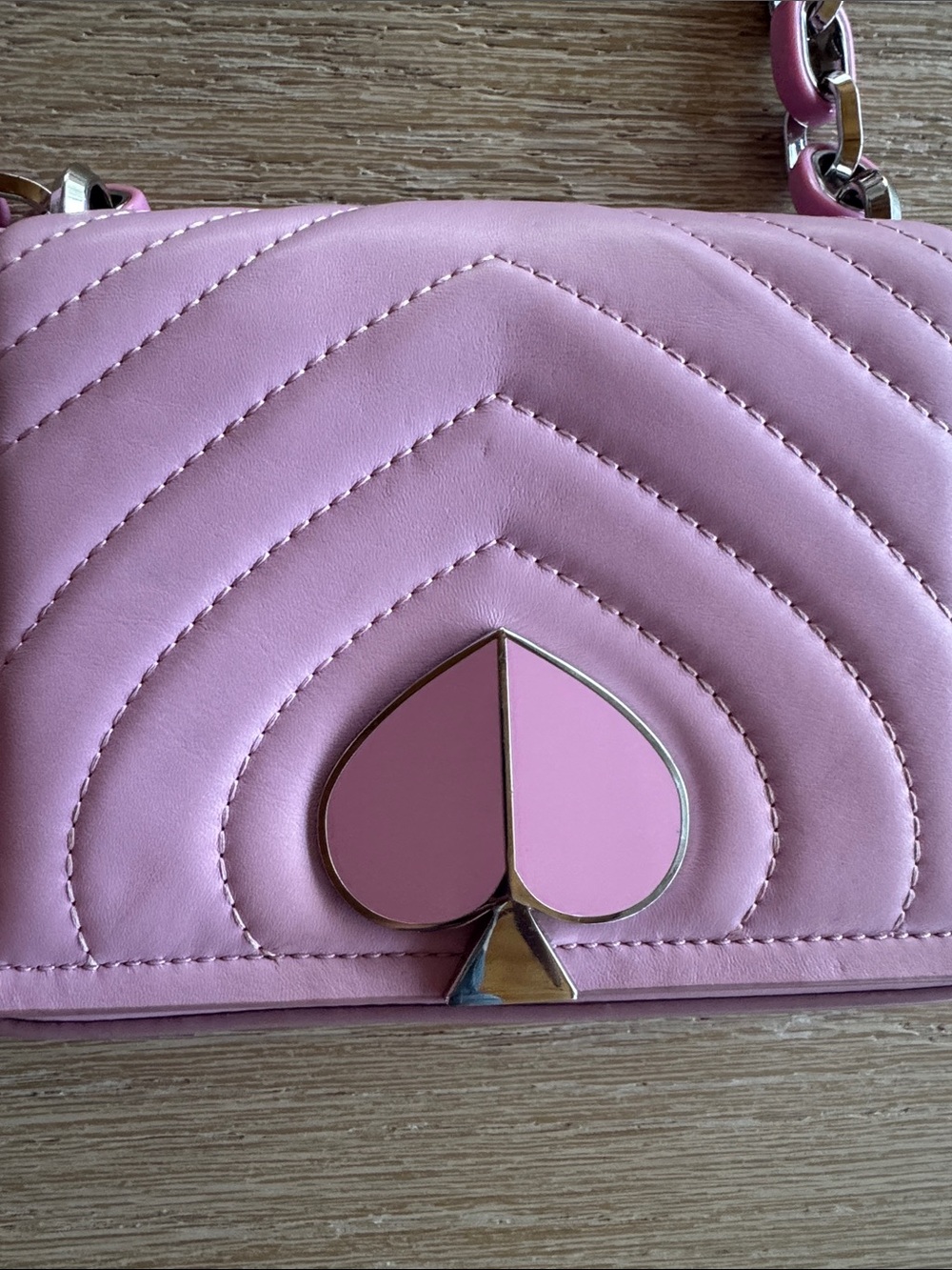 Kate Spade leather Pink Quilted Shoulder Bag with Heart Accent - Picture 3 of 5